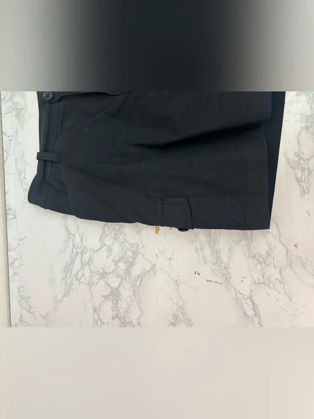 St Johns Bay Womens Black Denim Stretch A-Line Mini Skirt Size 6 Zip Button - Picture 3 of 7